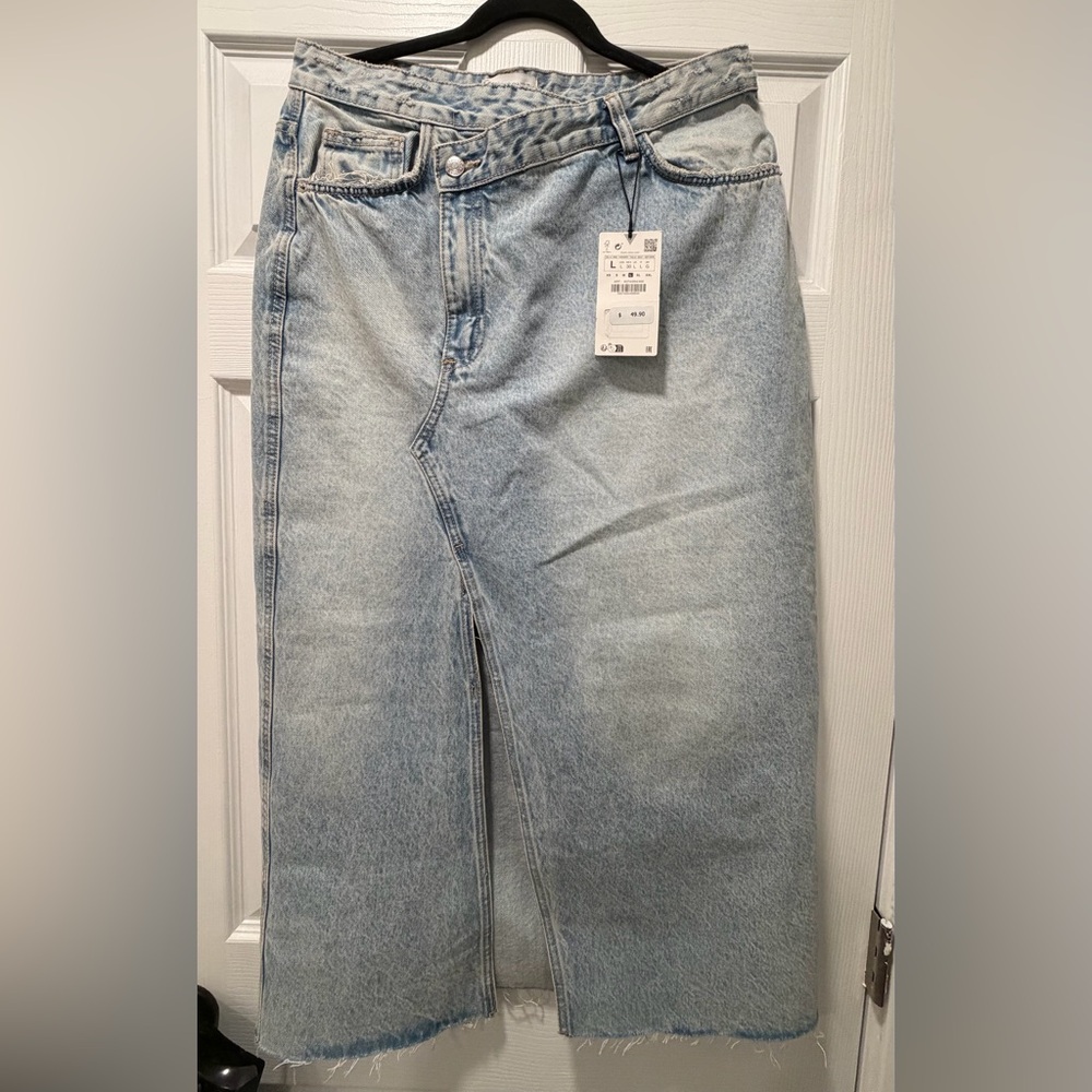 Zara Light Blue Denim Maxi Skirt